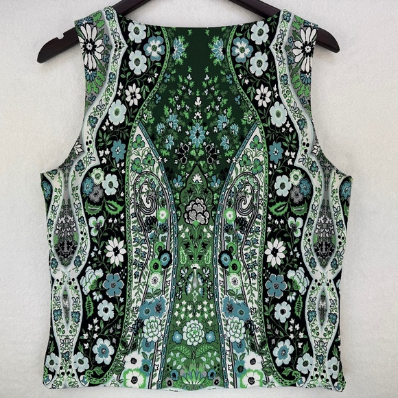 Tahari Arthur S Levine Lined Top Sz 16P Tank Top sleeveless black blue green - Picture 2 of 5